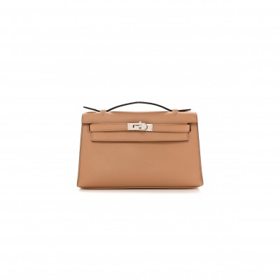 HERMÈS KELLY POCHETTE CHAI SWIFT PALLADIUM HARDWARE (22*14*7cm) 